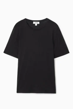 Outlet COS PURE SILK T-SHIRT BLACK