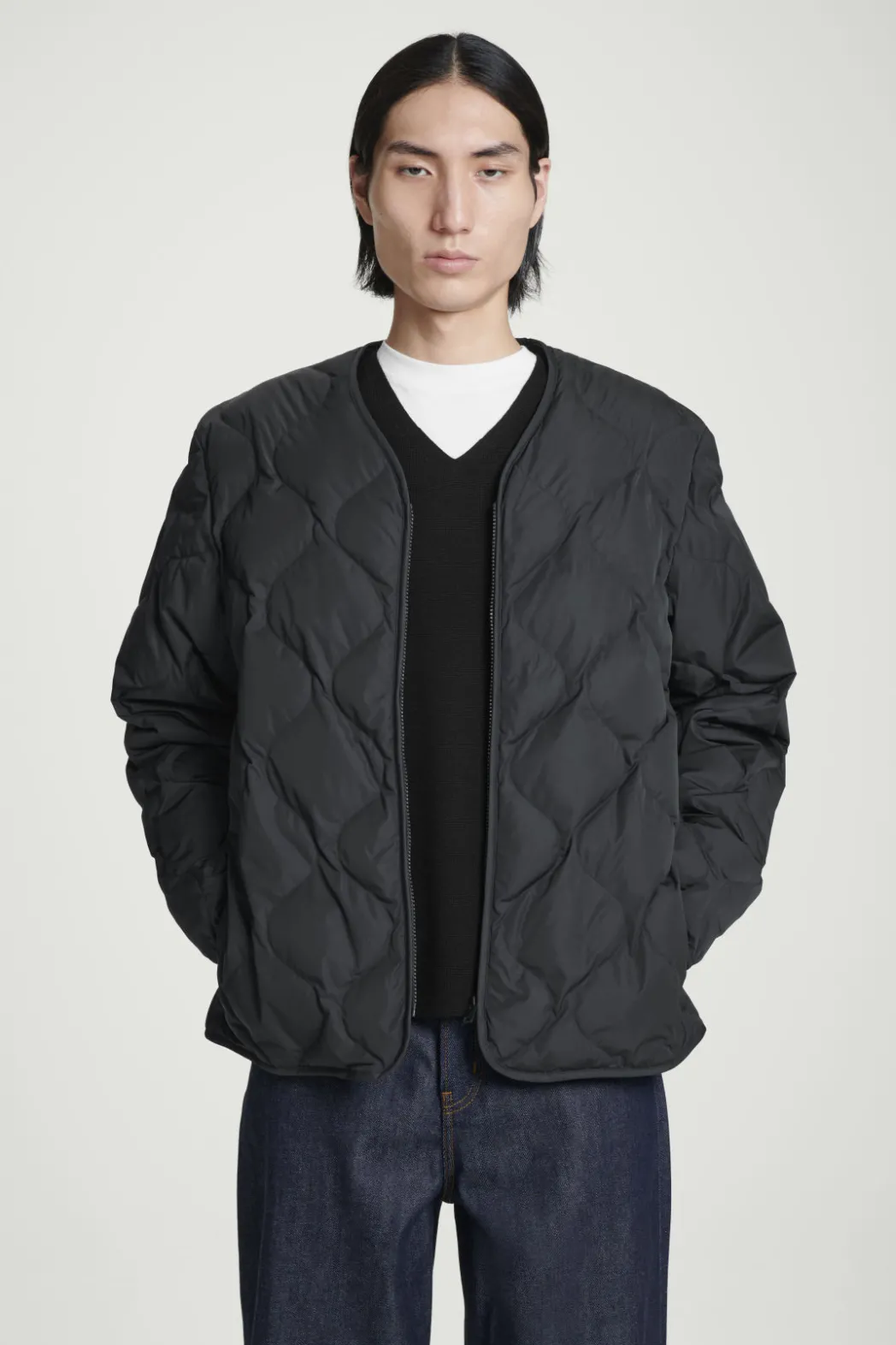 COS QUILTED DOWN LINER JACKET BLACK