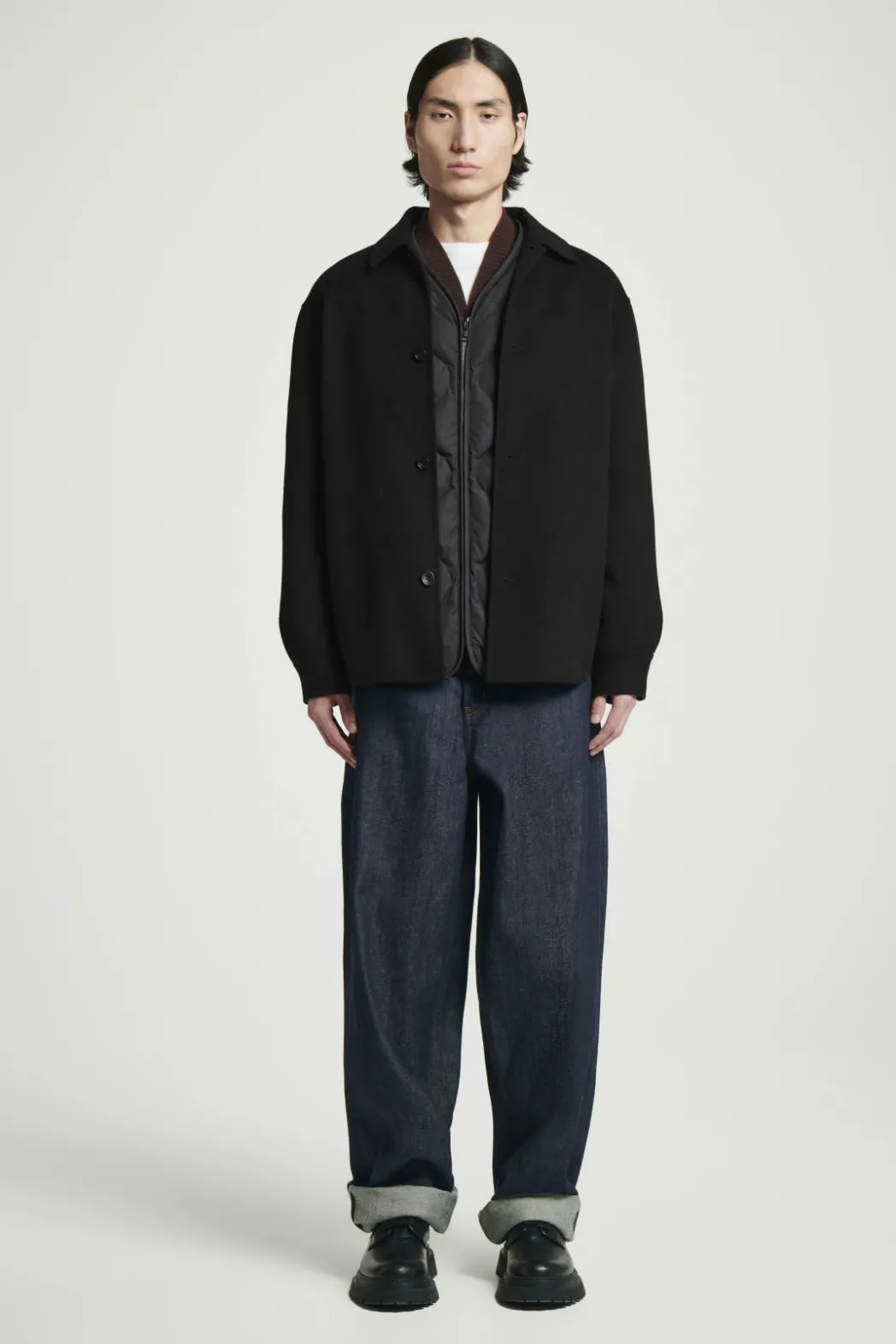 COS QUILTED DOWN LINER JACKET BLACK