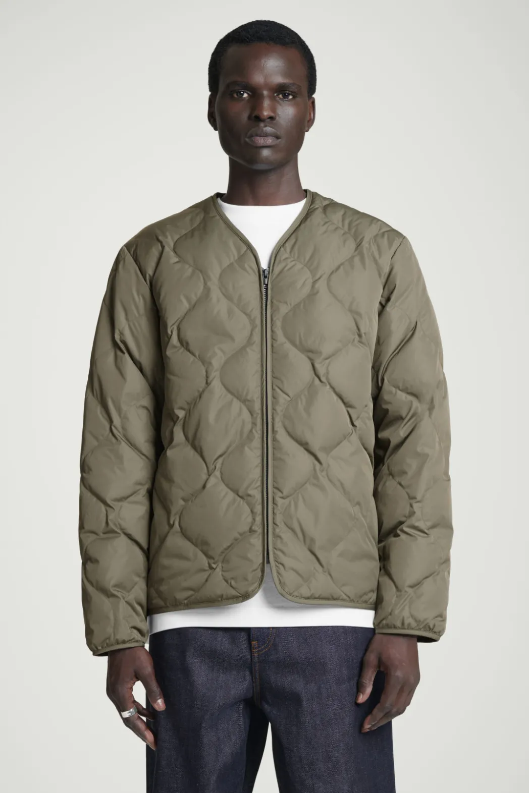 Best COS QUILTED DOWN LINER JACKET KHAKI
