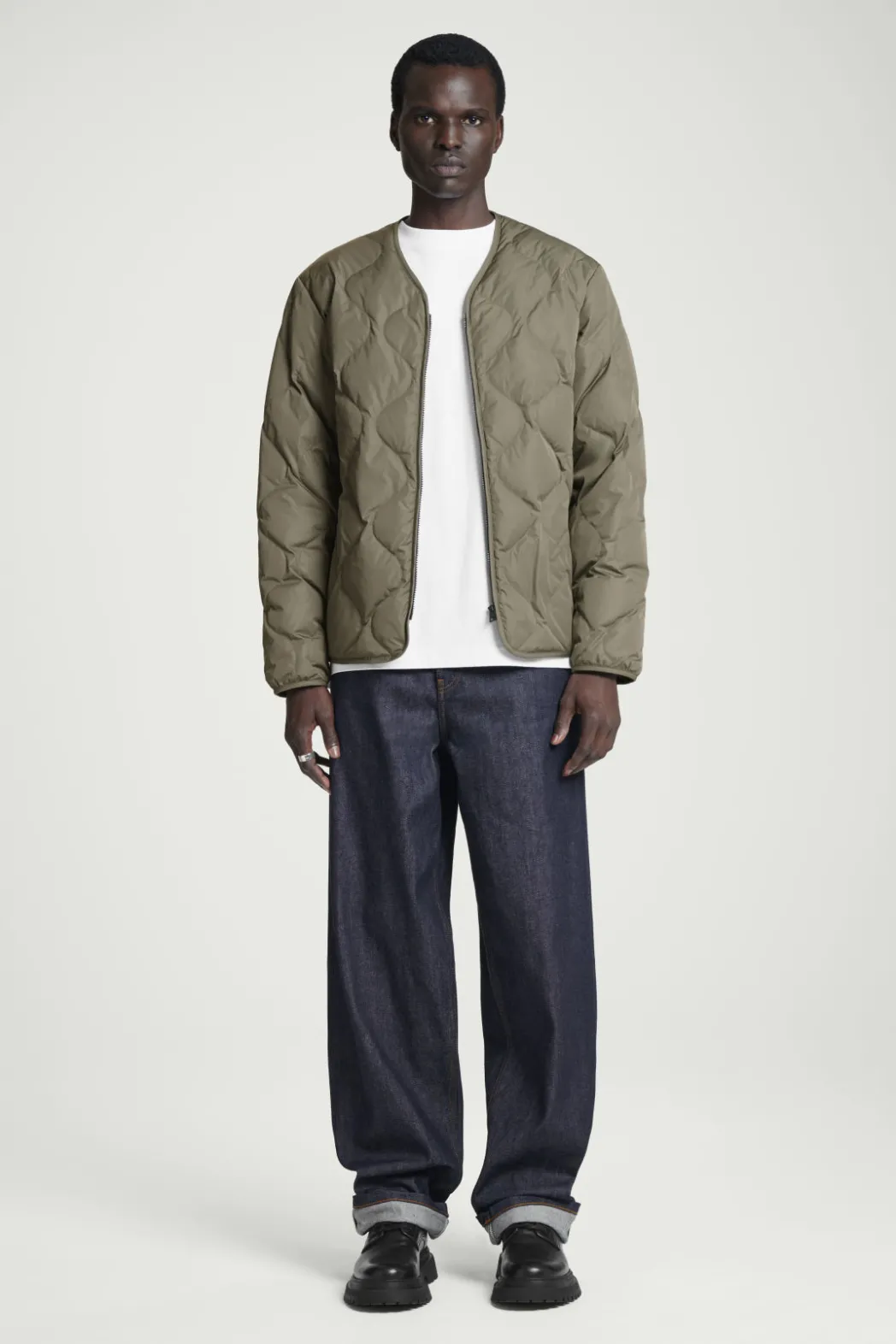 Best COS QUILTED DOWN LINER JACKET KHAKI