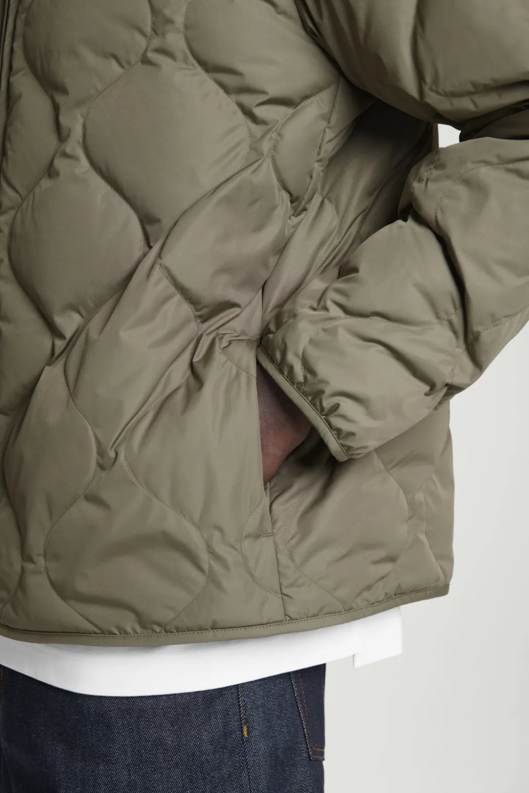 Best COS QUILTED DOWN LINER JACKET KHAKI