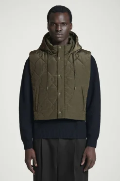 Best COS QUILTED HOODED HYBRID VEST DARK GREEN