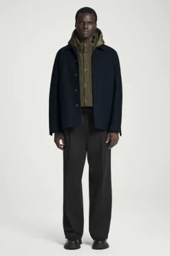 Best COS QUILTED HOODED HYBRID VEST DARK GREEN