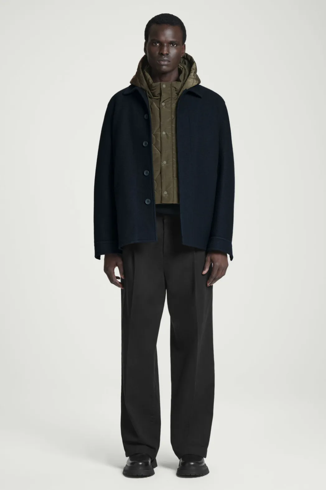 Best COS QUILTED HOODED HYBRID VEST DARK GREEN