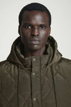 Best COS QUILTED HOODED HYBRID VEST DARK GREEN