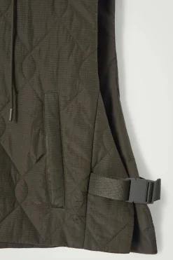 Best COS QUILTED HOODED HYBRID VEST DARK GREEN