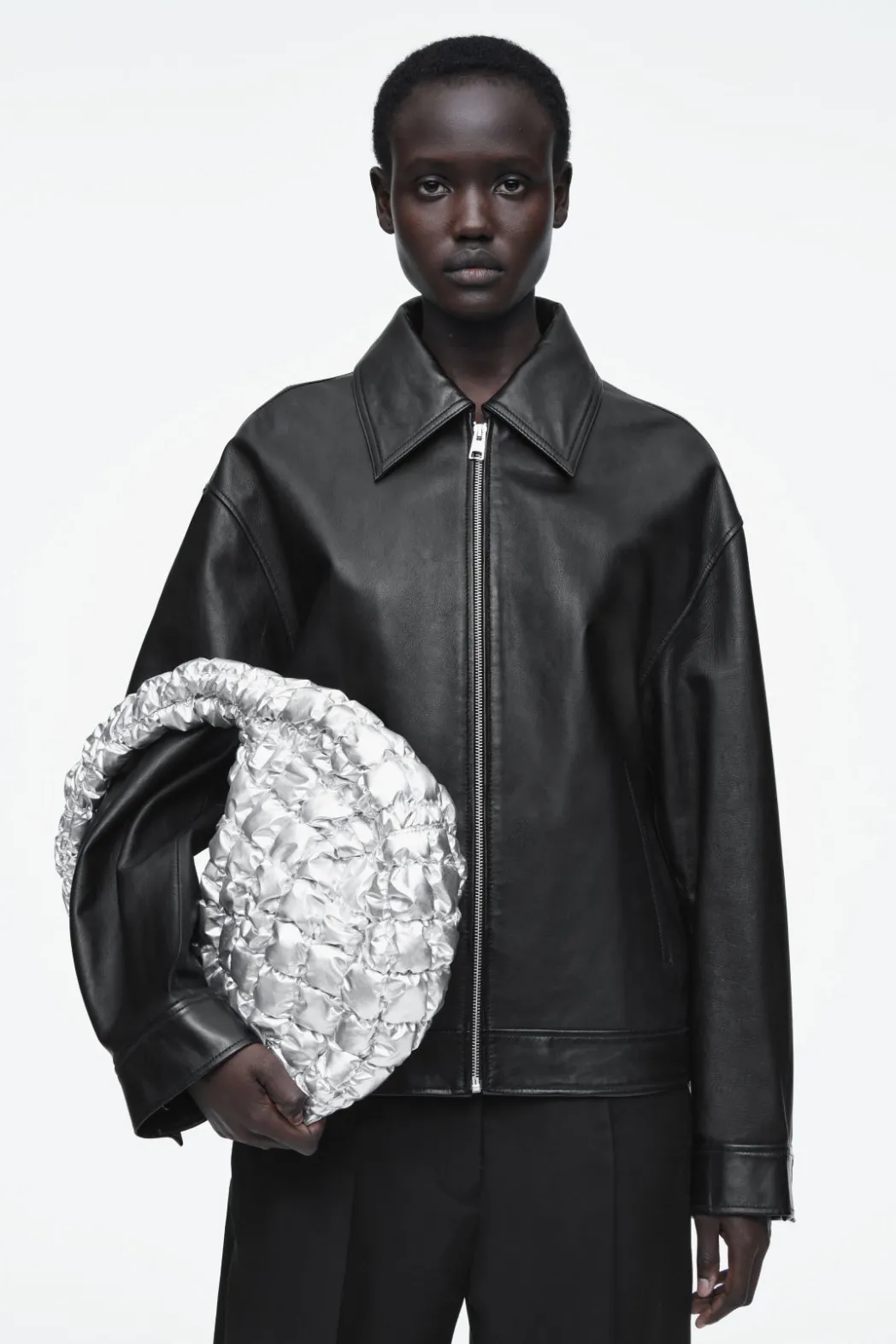 New COS QUILTED MINI BAG SILVER