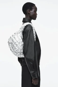 New COS QUILTED MINI BAG SILVER
