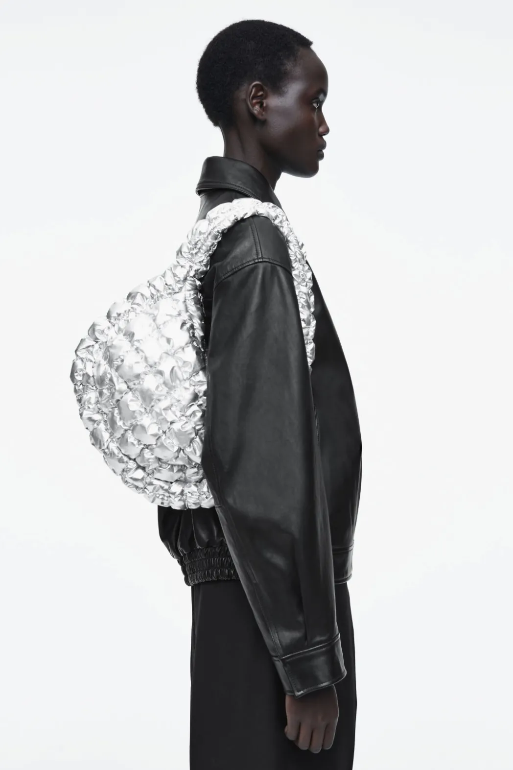 New COS QUILTED MINI BAG SILVER