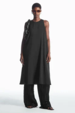 Hot COS RACER-NECK MIDI DRESS BLACK