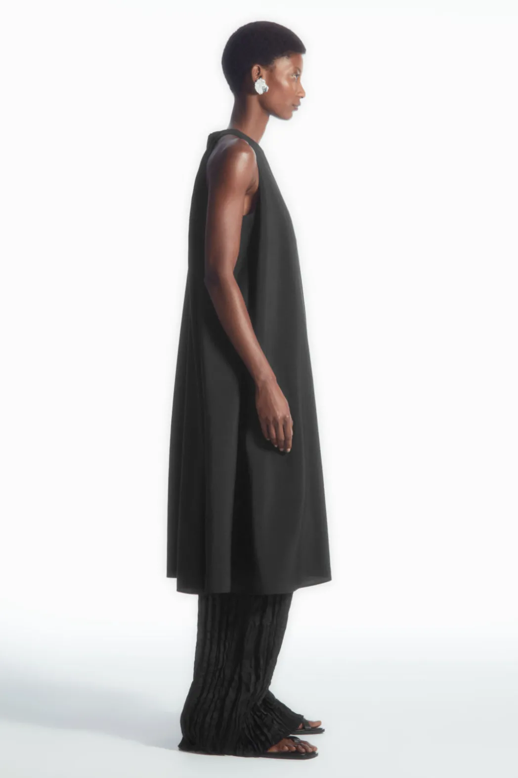 Hot COS RACER-NECK MIDI DRESS BLACK