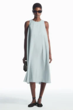 New COS RACER-NECK MIDI DRESS LIGHT BLUE