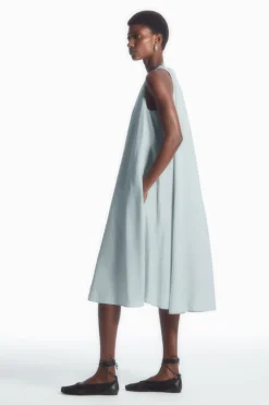 New COS RACER-NECK MIDI DRESS LIGHT BLUE