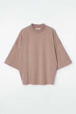 Best COS REGULAR BOXY MOCK-NECK T-SHIRT BEIGE