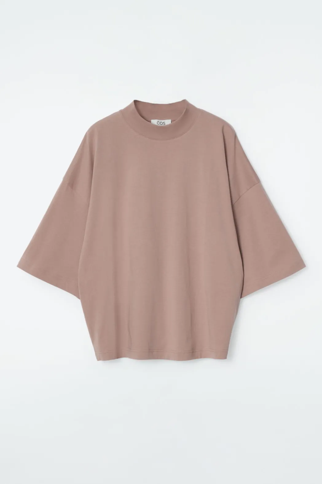 Best COS REGULAR BOXY MOCK-NECK T-SHIRT BEIGE