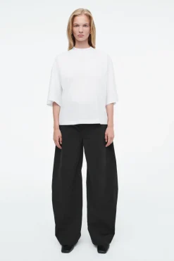 Outlet COS REGULAR BOXY MOCK-NECK T-SHIRT WHITE