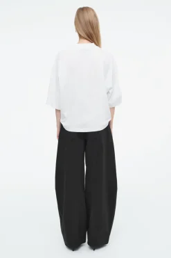Outlet COS REGULAR BOXY MOCK-NECK T-SHIRT WHITE