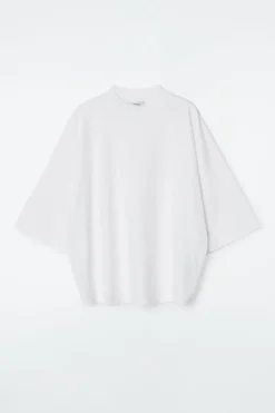 Outlet COS REGULAR BOXY MOCK-NECK T-SHIRT WHITE
