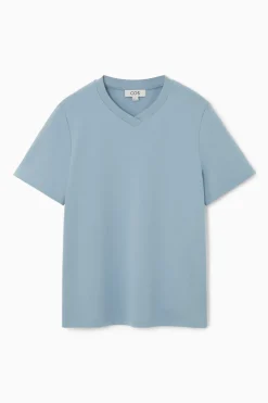Hot COS REGULAR BOXY V-NECK T-SHIRT LIGHT BLUE