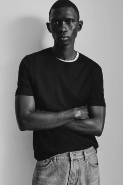 Outlet COS REGULAR COTTON T-SHIRT black