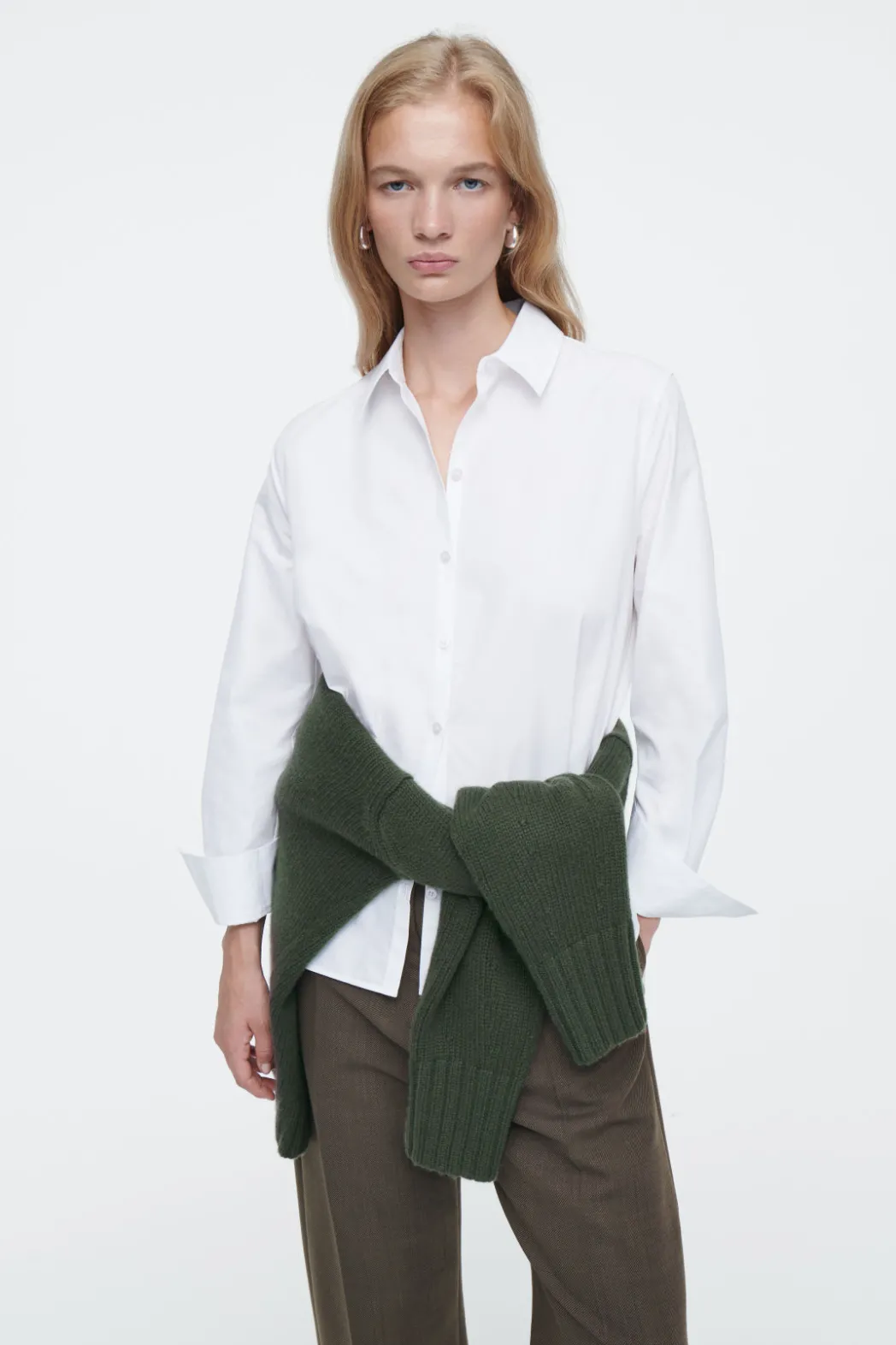 Clearance COS REGULAR CURVED-HEM SHIRT WHITE