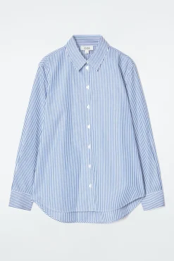 COS REGULAR CURVED-HEM SHIRT BLUE / STRIPED