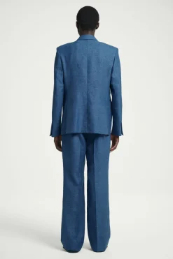 Outlet COS REGULAR DOUBLE-BREASTED LINEN BLAZER BLUE