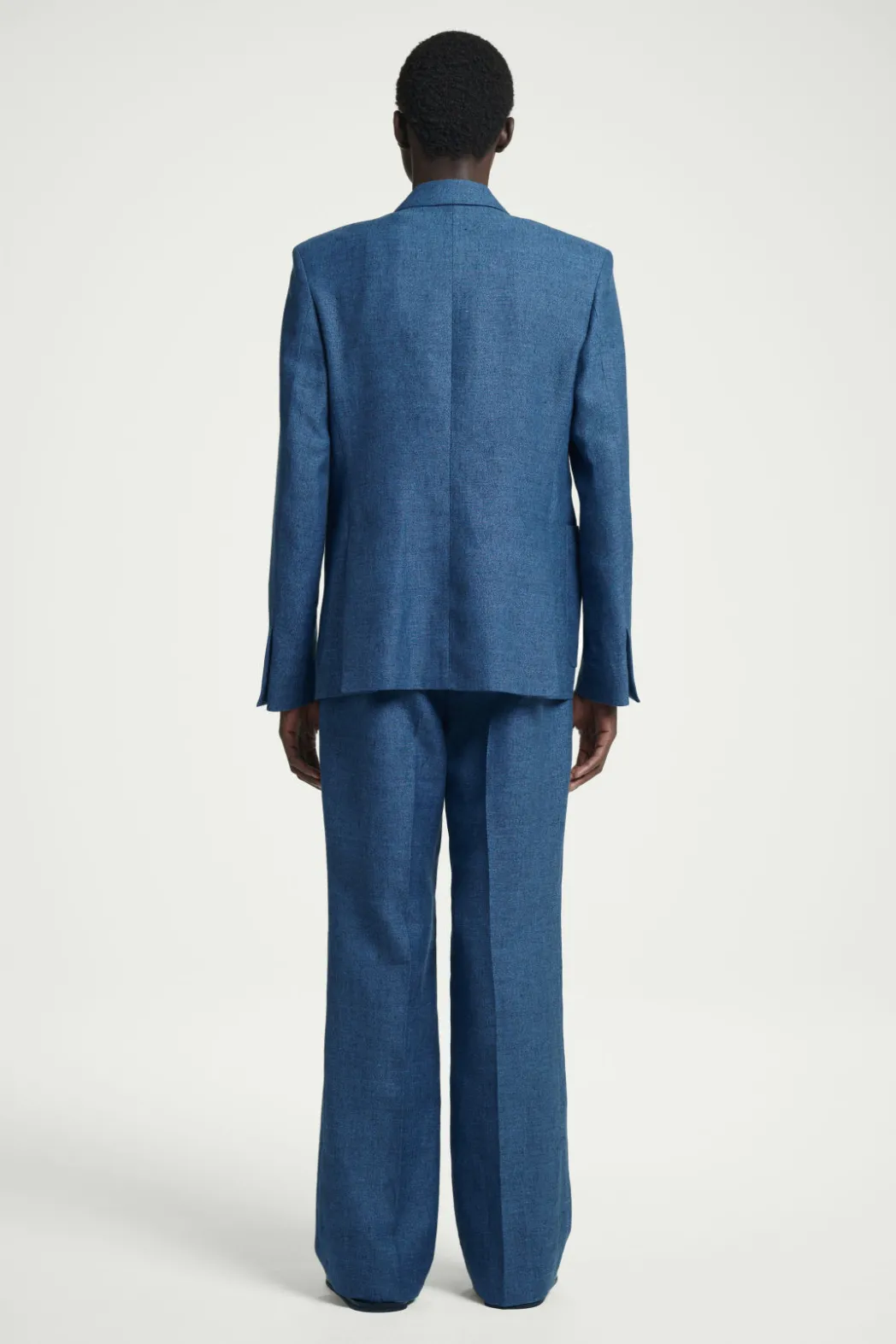 Outlet COS REGULAR DOUBLE-BREASTED LINEN BLAZER BLUE