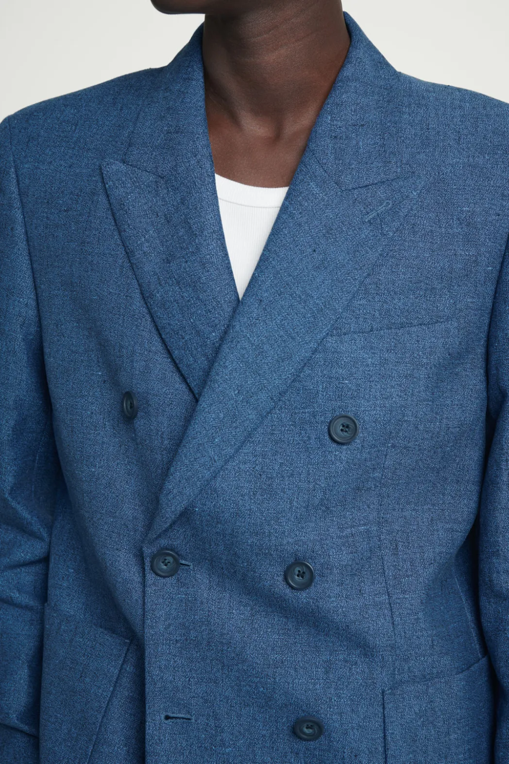 Outlet COS REGULAR DOUBLE-BREASTED LINEN BLAZER BLUE