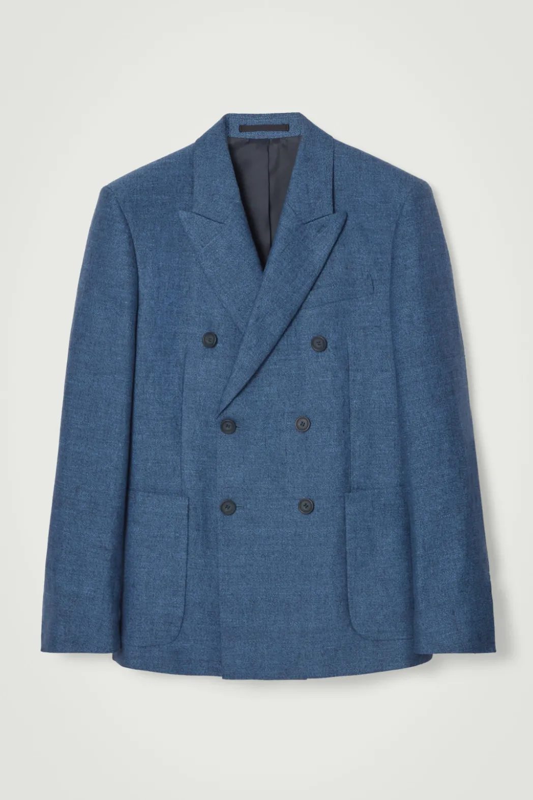 Outlet COS REGULAR DOUBLE-BREASTED LINEN BLAZER BLUE