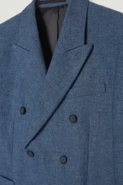 Outlet COS REGULAR DOUBLE-BREASTED LINEN BLAZER BLUE