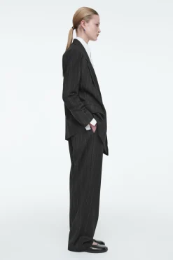 Online COS REGULAR DRAPED PINSTRIPED BLAZER BLACK / PINSTRIPED
