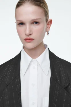 Online COS REGULAR DRAPED PINSTRIPED BLAZER BLACK / PINSTRIPED