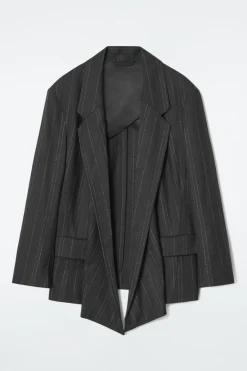 Online COS REGULAR DRAPED PINSTRIPED BLAZER BLACK / PINSTRIPED
