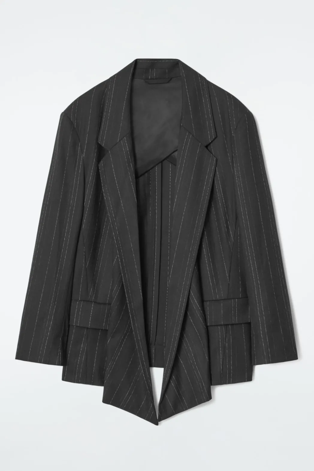 Online COS REGULAR DRAPED PINSTRIPED BLAZER BLACK / PINSTRIPED