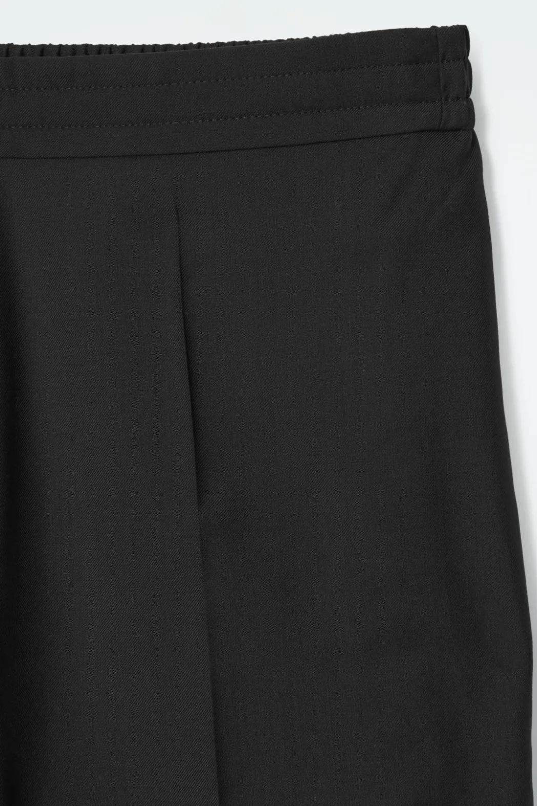 Discount COS REGULAR ELASTICATED WOOL STRAIGHT-LEG PANTS BLACK