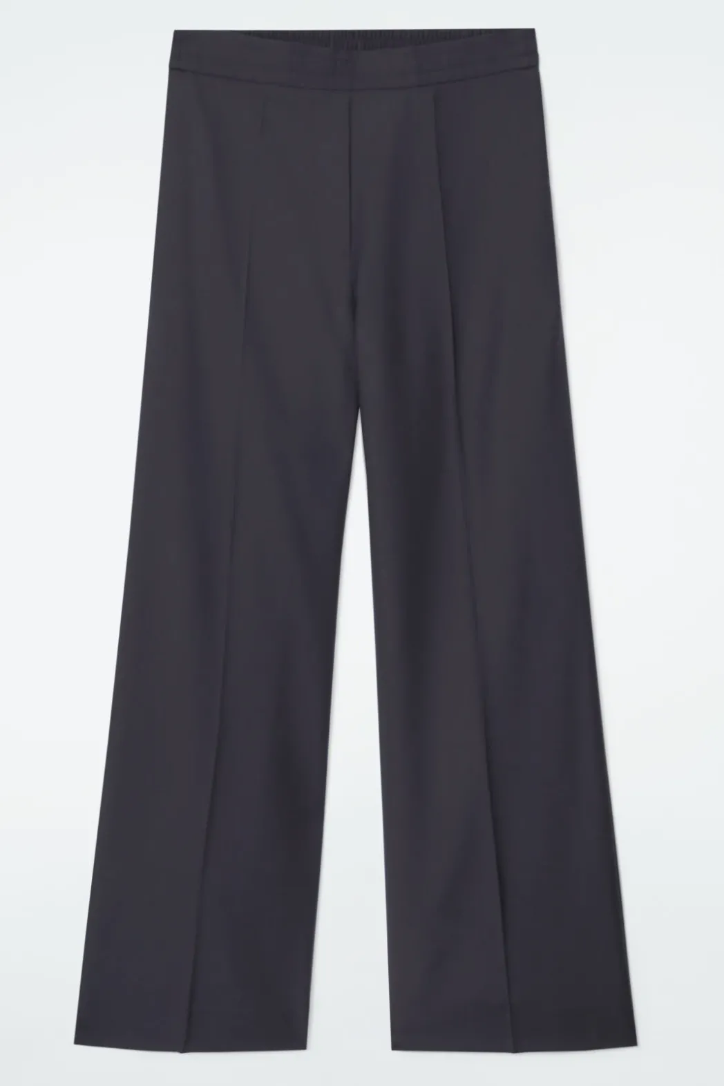 Discount COS REGULAR ELASTICATED WOOL STRAIGHT-LEG PANTS NAVY