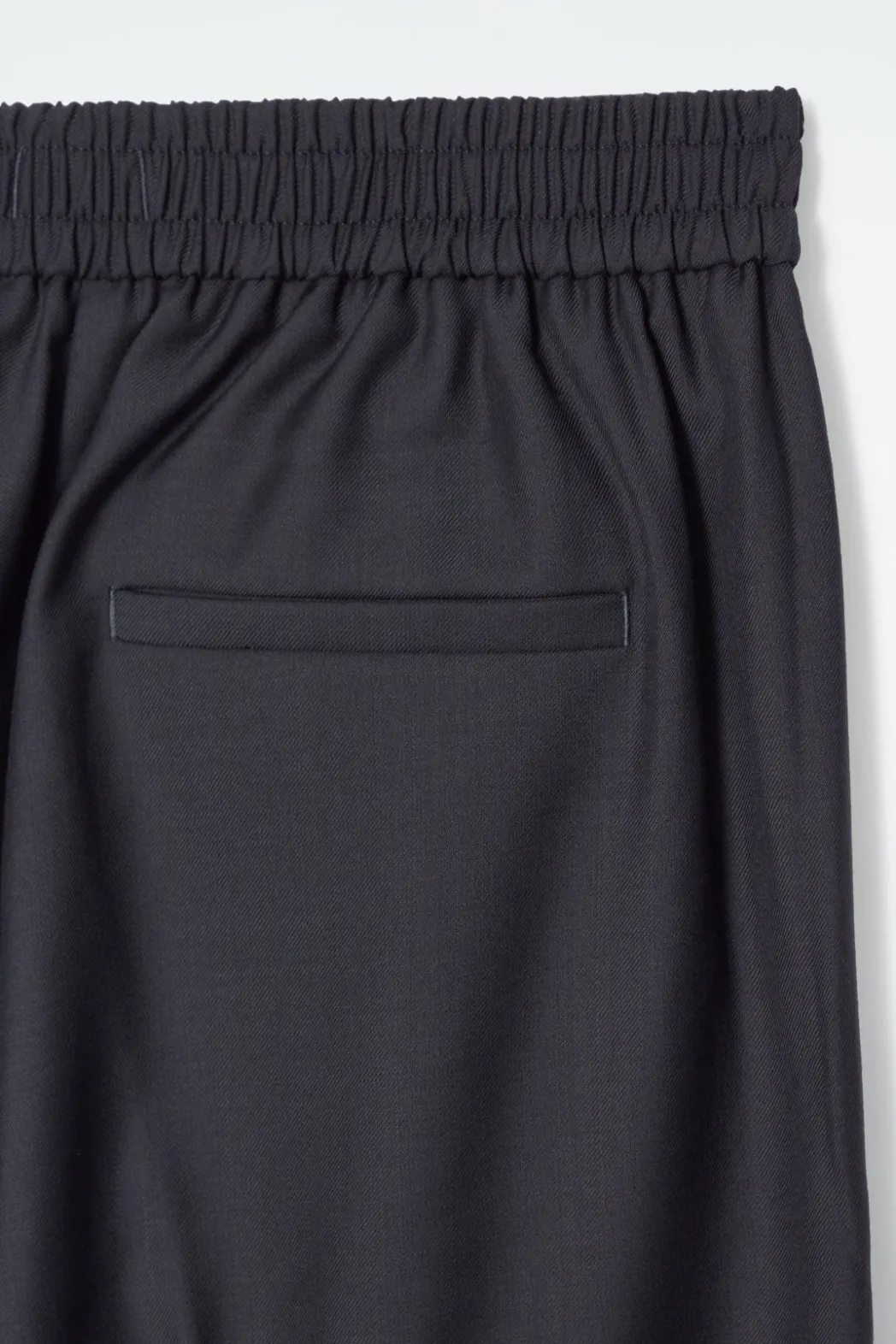 Discount COS REGULAR ELASTICATED WOOL STRAIGHT-LEG PANTS NAVY