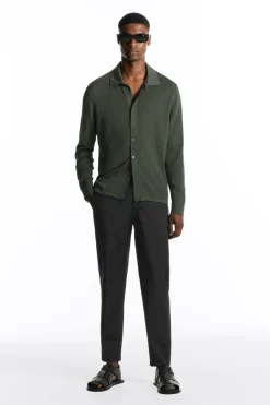 Clearance COS REGULAR ELASTICATED WOOL-TWILL TAPERED PANTS DARK NAVY