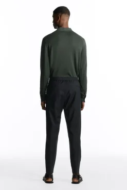 Clearance COS REGULAR ELASTICATED WOOL-TWILL TAPERED PANTS DARK NAVY