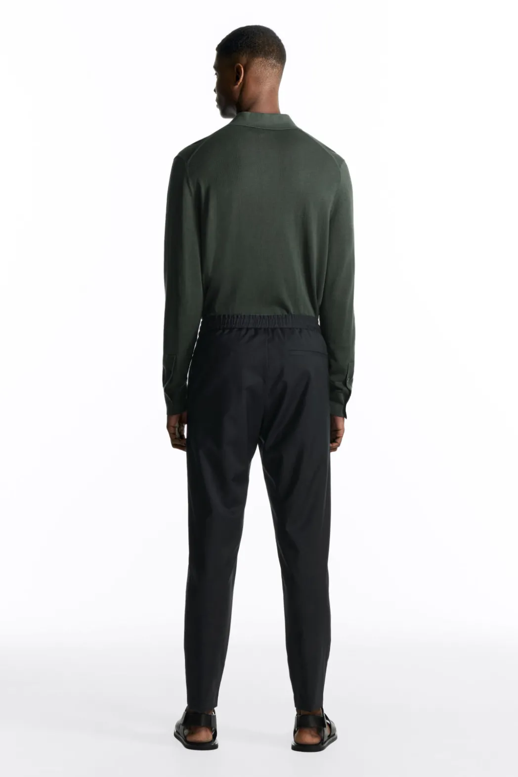 Clearance COS REGULAR ELASTICATED WOOL-TWILL TAPERED PANTS DARK NAVY