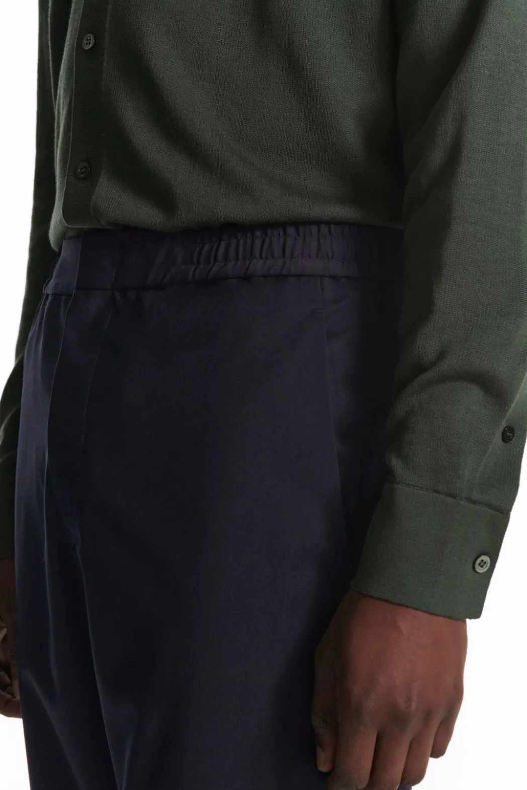 Clearance COS REGULAR ELASTICATED WOOL-TWILL TAPERED PANTS DARK NAVY