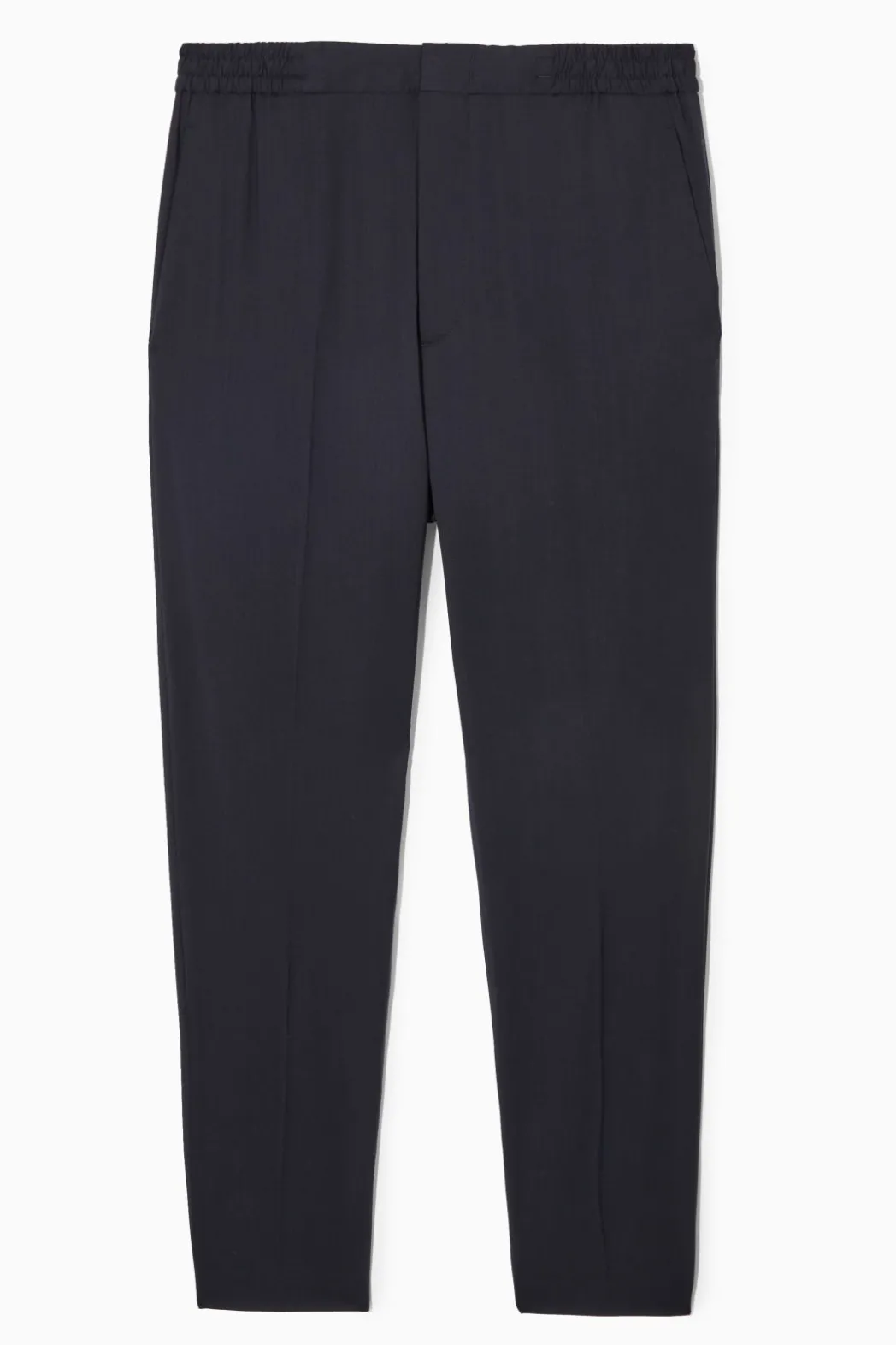 Clearance COS REGULAR ELASTICATED WOOL-TWILL TAPERED PANTS DARK NAVY