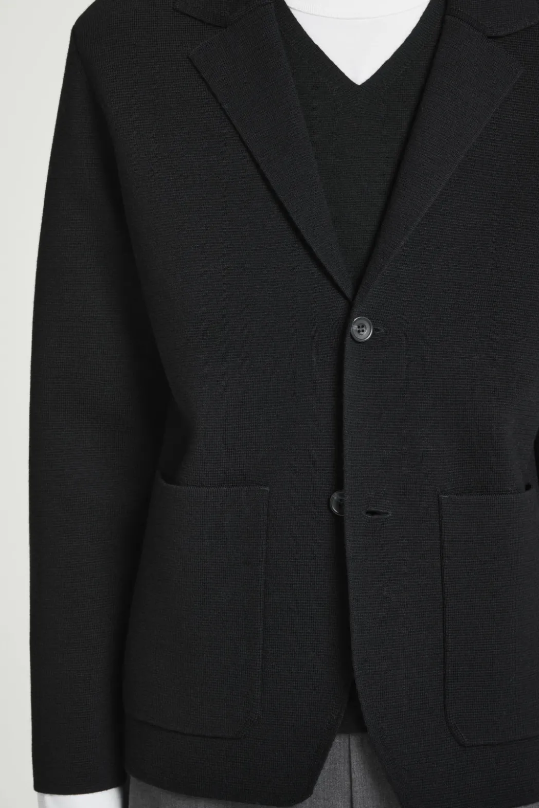 Sale COS REGULAR KNITTED MERINO-WOOL BLAZER BLACK