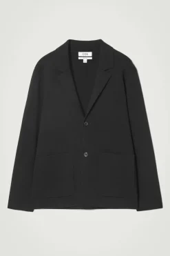 Sale COS REGULAR KNITTED MERINO-WOOL BLAZER BLACK