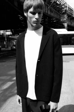 Sale COS REGULAR KNITTED MERINO-WOOL BLAZER BLACK