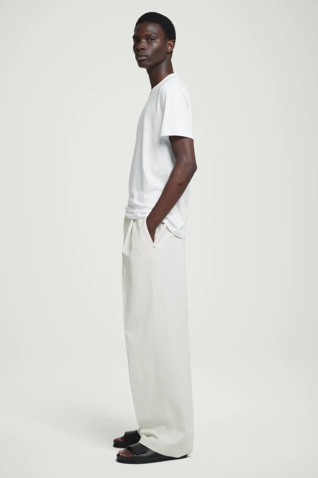 New COS REGULAR LIGHTWEIGHT BRUSHED-COTTON T-SHIRT White