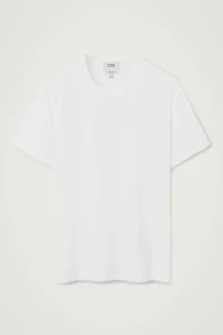 New COS REGULAR LIGHTWEIGHT BRUSHED-COTTON T-SHIRT White