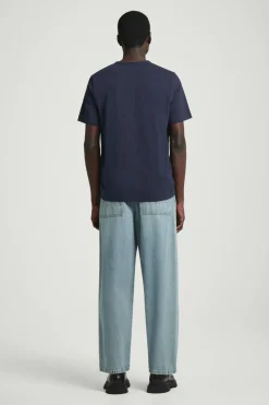 Best COS REGULAR LIGHTWEIGHT BRUSHED-COTTON T-SHIRT NAVY